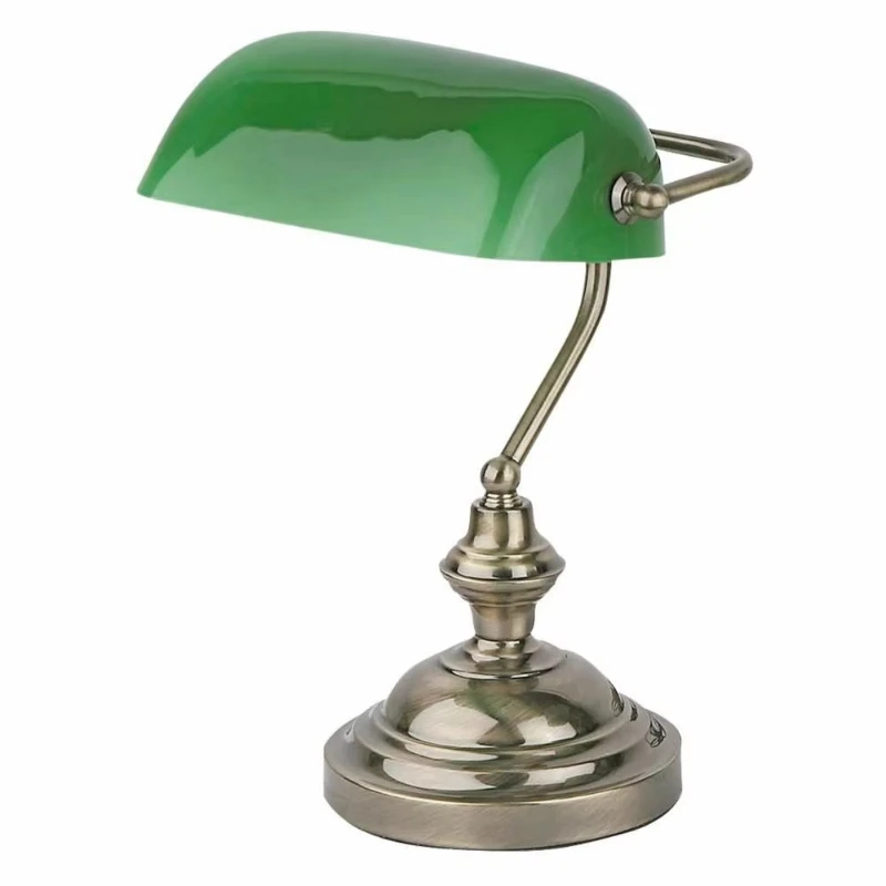 Light Emitting Diode Table Lamp, Round Glass Body and Metal Shade
