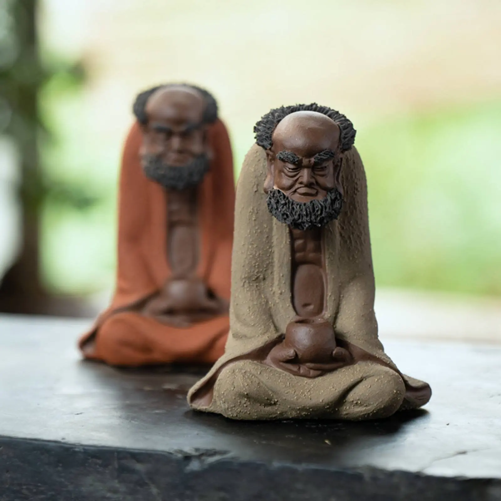 Buddhist Tea Pet Statue Handmade Clay Look Tea Pet Statue Zen Sculpture Good Luck Home Decor