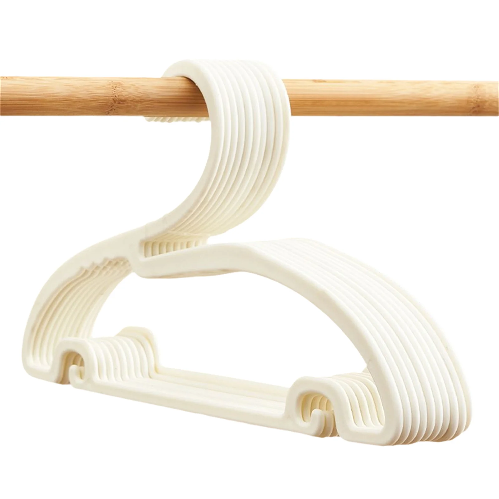 10pcs Clothes Hanger Japanese-Style Gooseneck Hanger Seamless Drying Holder Drying Rack Clothes Hanger Space Saving Plastic Rack