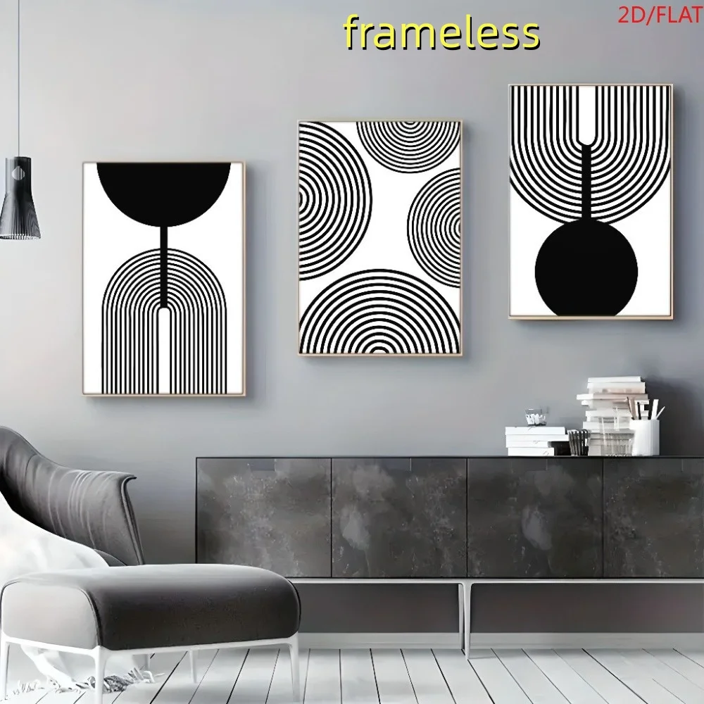 3 abstract geometric art canvas posters, suitable for coffee shop living rooms, bar decoration 2D flat printing frameless painti