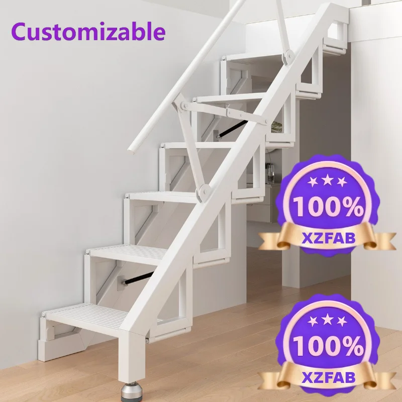 Factory Direct 2026 Loft ladder Wall attached household telescopic ladder Stepping ladder Loft duplex indoor apartment
