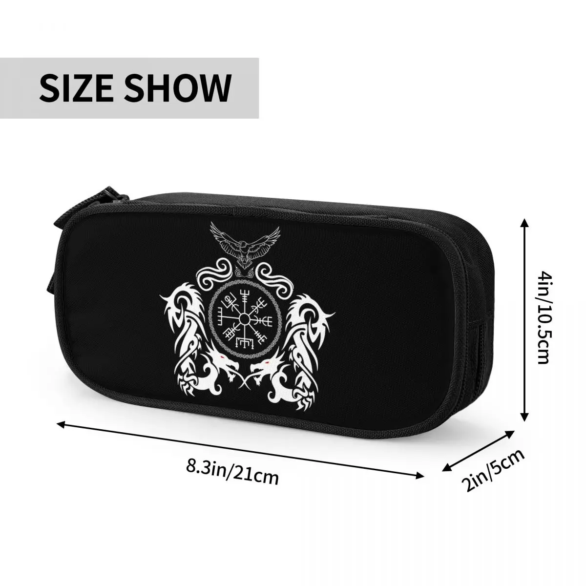 Vegvisir Futhark Runes Compass Vikings Pencil Cases for Students Gifts Pen Box Pencil Bag Big Capacity Pencil Pouch