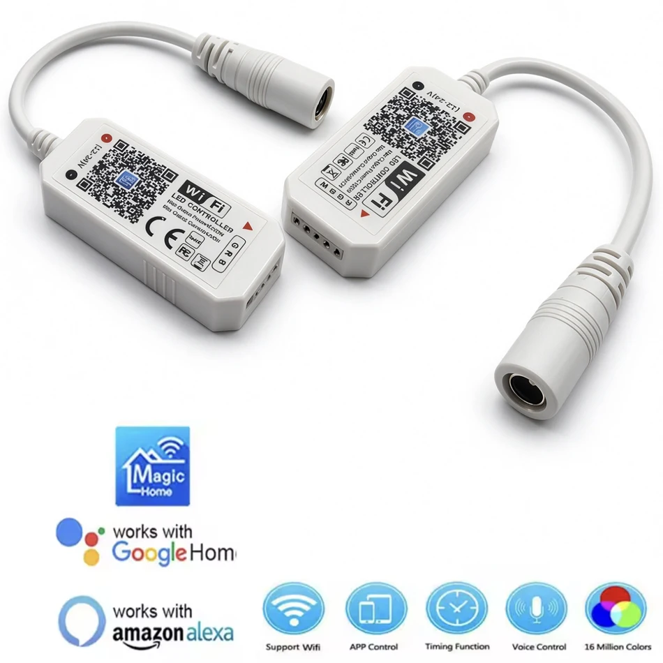 WiFi RGBW RGB LED Controller Dimmer Magic Home APP Work with Amazon Alexa Google Home for 12V RGB LED Strip Light Voice Control