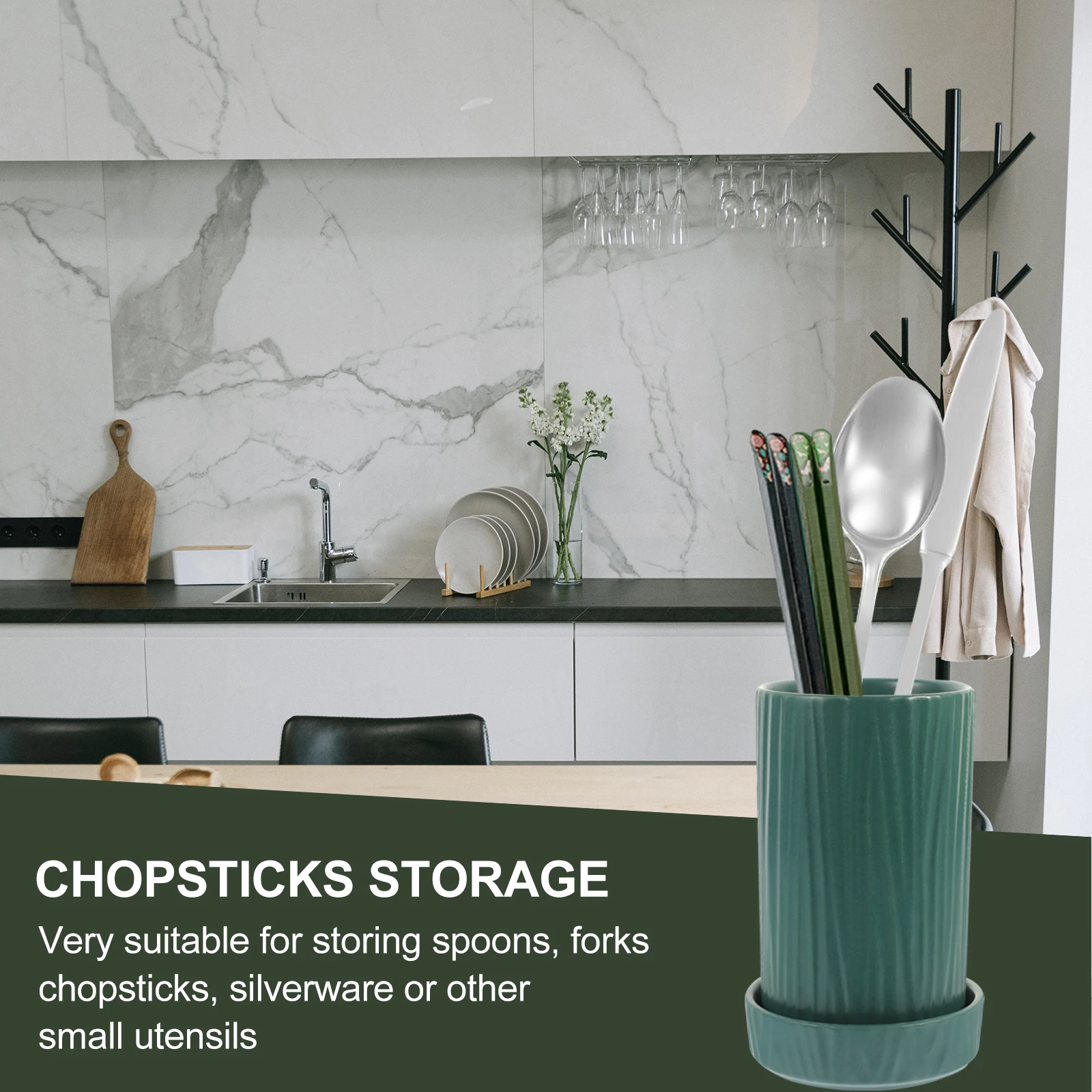 

Ceramic Chopstick Holder Modern Kitchen Utensil Organizer Ceramic Cutlery Holder Desktop Spoon Container Kitchen Decor