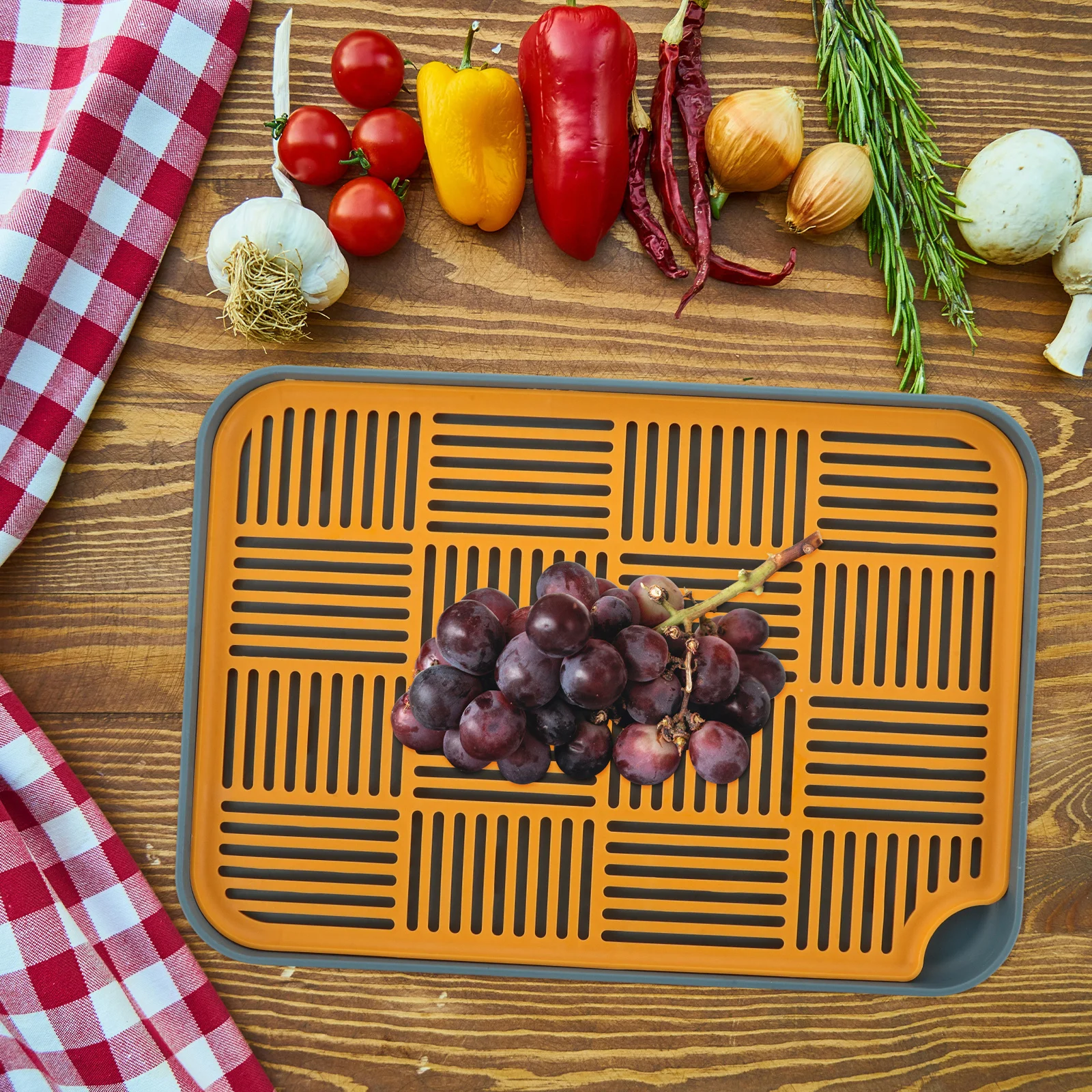 

Dual-Layer Drainage Tray Kitchen Sink Drying Rack For Fruits Vegetables Large Capacity Drainer Reusable Plastic Fruit