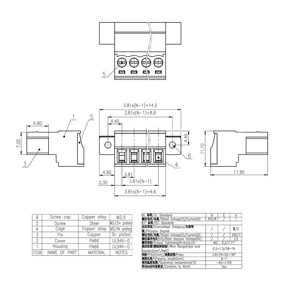 25/50PCS/lot 15EDGKRP 3.81mm pluggable terminal connector 1 KF2EDGRKP IMC1,5/.-STGF-3,81 ECSH381VN