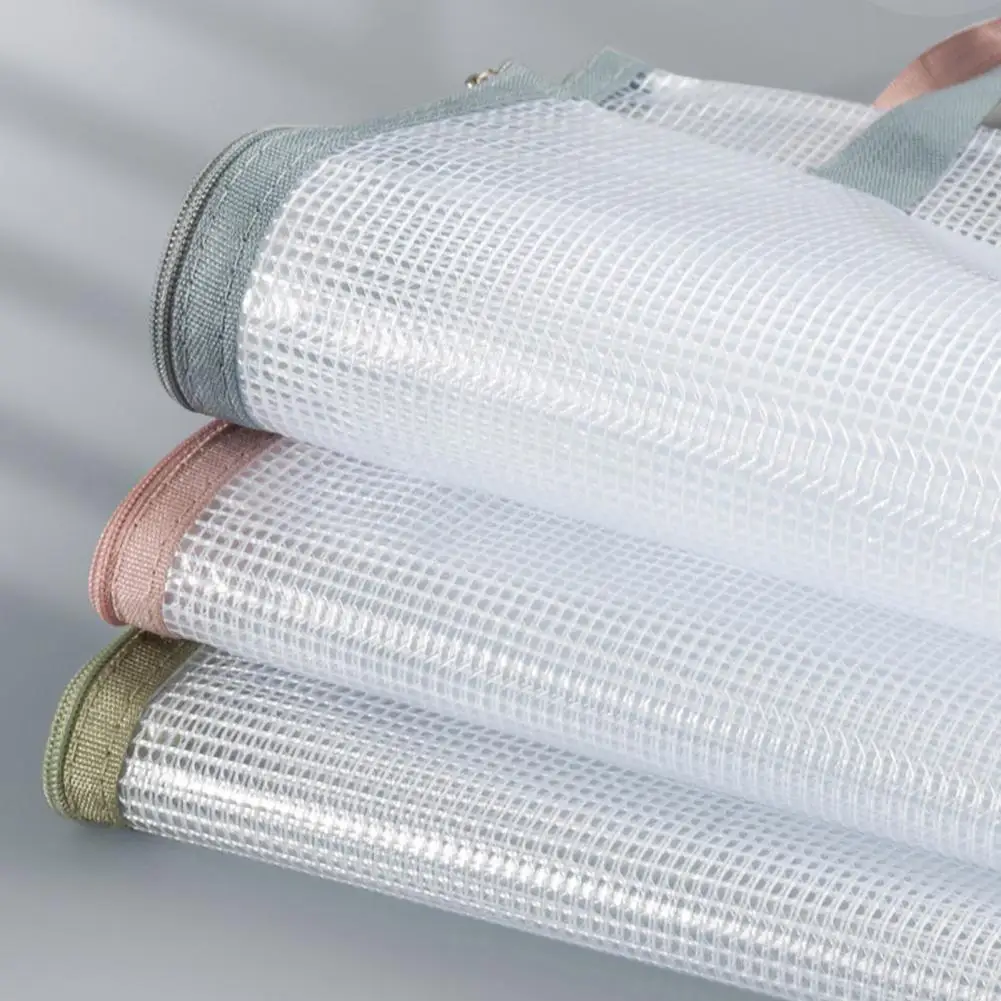 File Folder A4 Size Mesh Zipper Pouch for A4 Documents Waterproof File Bag for Office School Travel Organization Transparent