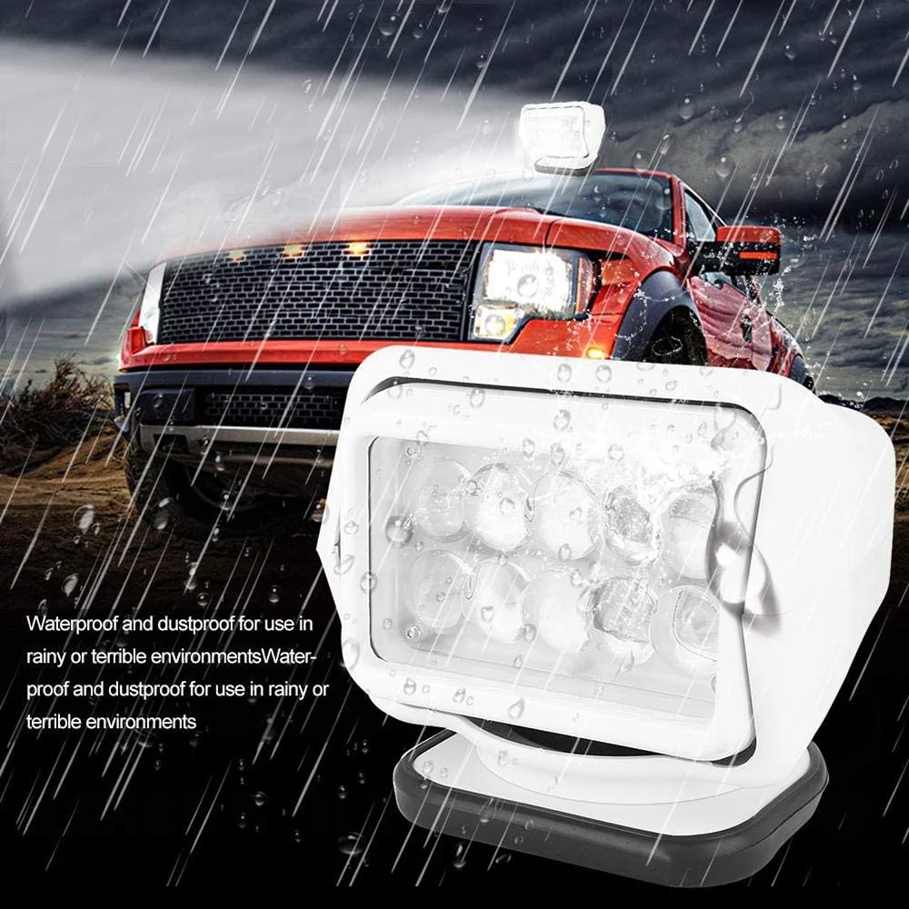 

12V 24V LED Work Light Searchlight Remote Control Marine Spotlight for Truck SUV Yard Garden Boats Yacht Desert