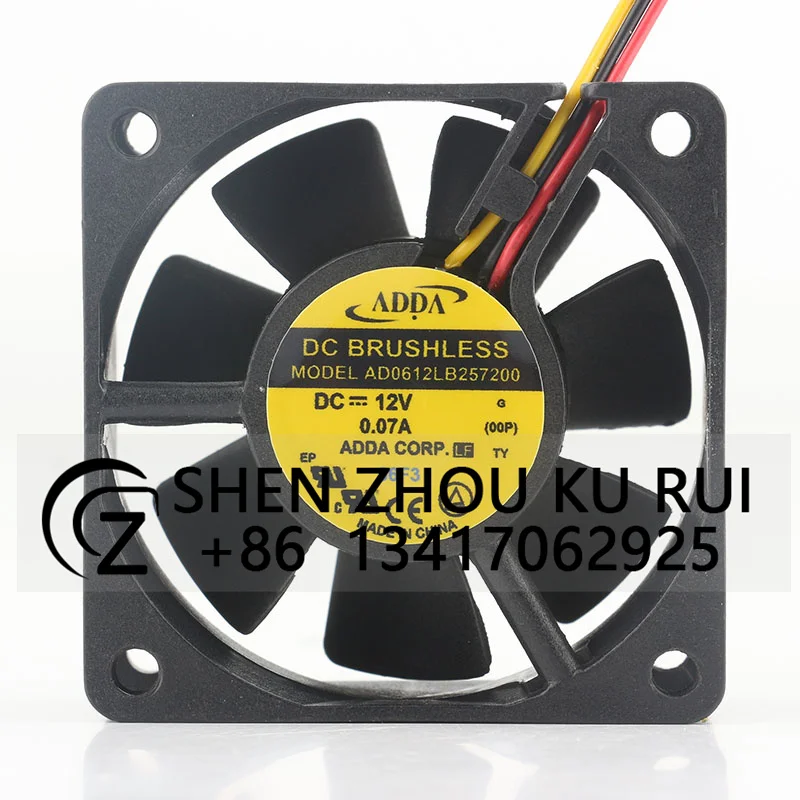 New ADDA AD06012LB257200 6025 12V 0.07A three-wire silent cooling fan 60*60*25MM