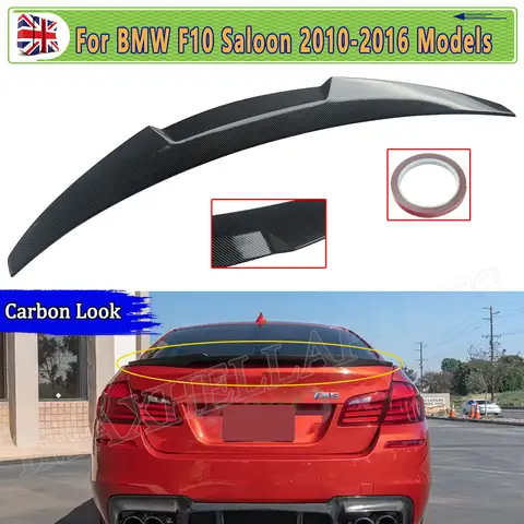 BMW F10 5 시리즈 세단 520d 530d 535d 2010-2016 테일 트렁크 스포일러 M4 스타일 카본룩 컬러 리어 립