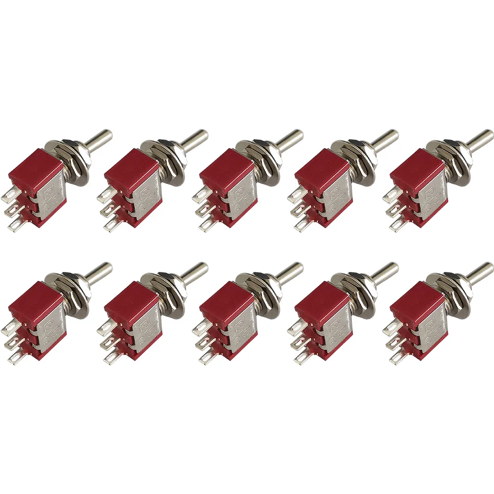 

User Friendly Set of Ten Red Three Position Toggle Switches Perfectly Designed for Quick Installation in Projects