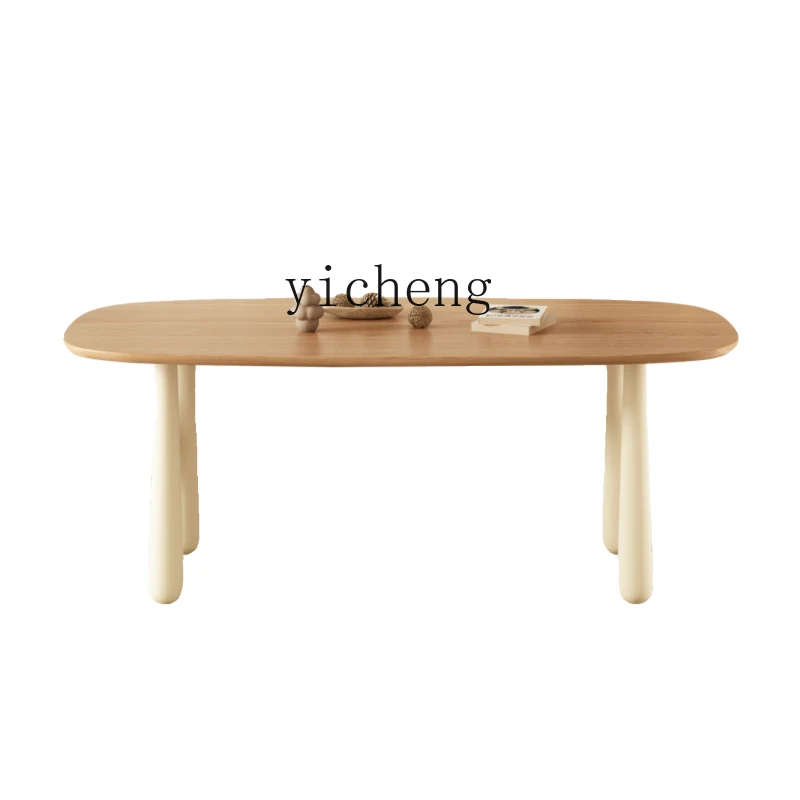 

ZC oval creative solid wood dining table wabi-sabi wind small apartment household log dining table and chair combination