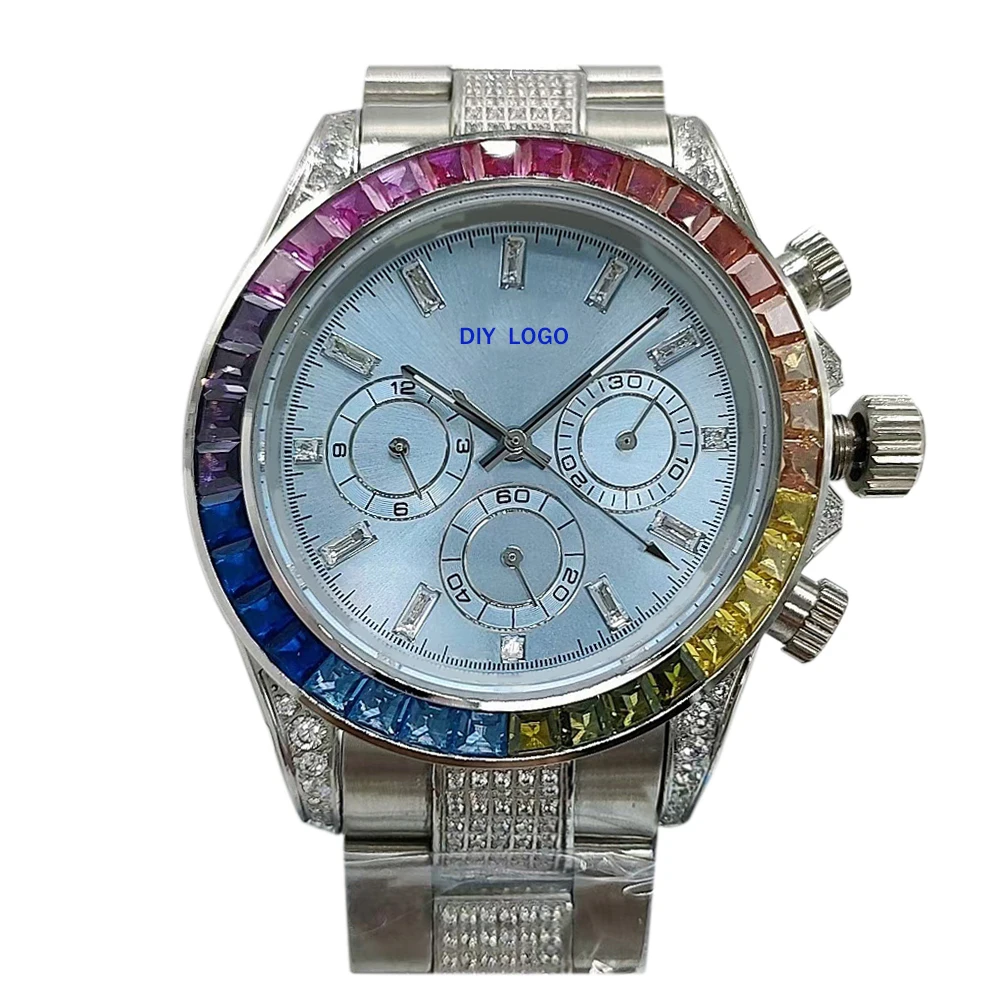 Customized Logo40mmhigh-end men's watch - Diamond watch mechanical movement, luxurious design, the best gift for men