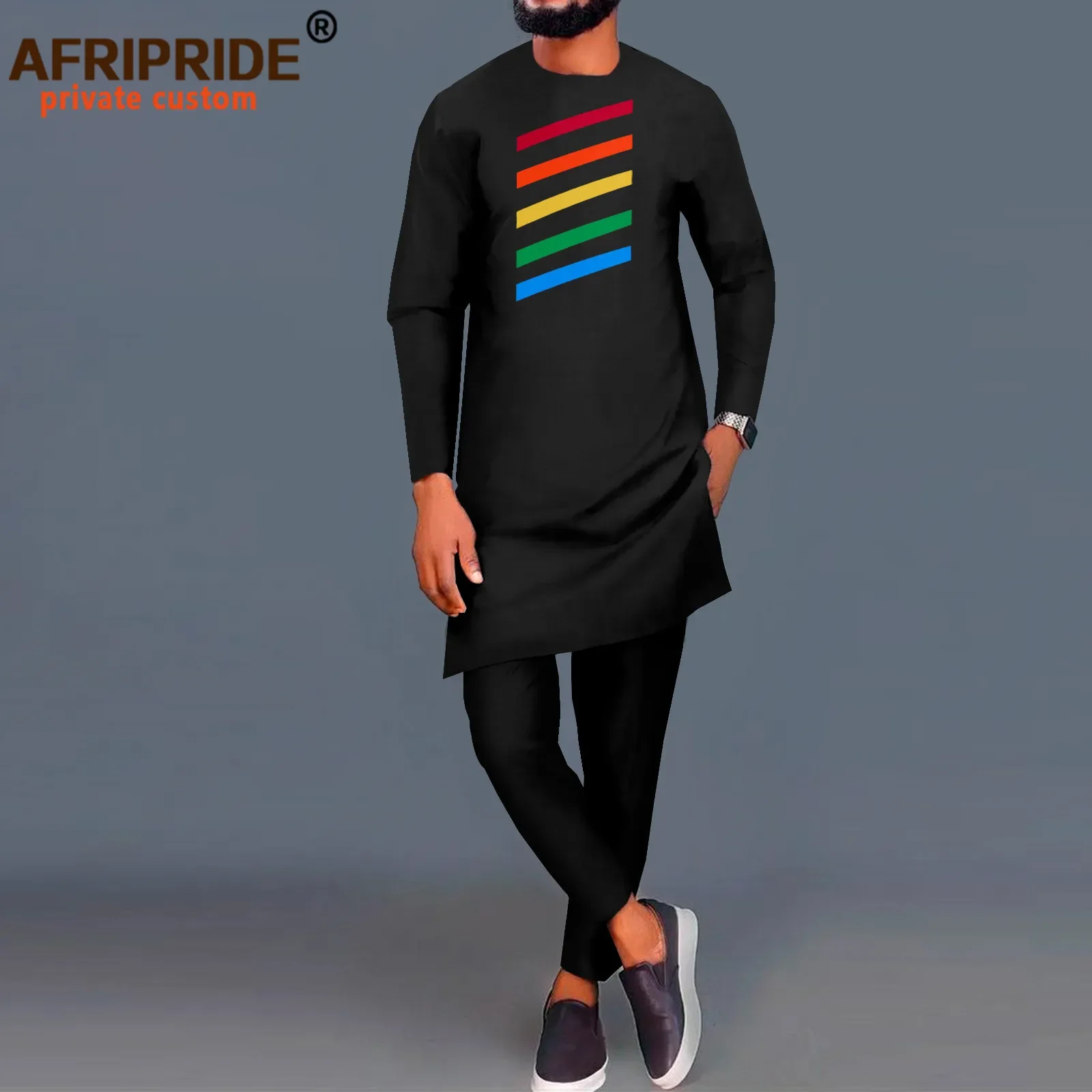 2025 Dashiki Men Tracksuit 2 Piece African Shirts and Ankara Pants Suits Plus Size Casual Outwear African Clothes Wear A2216062