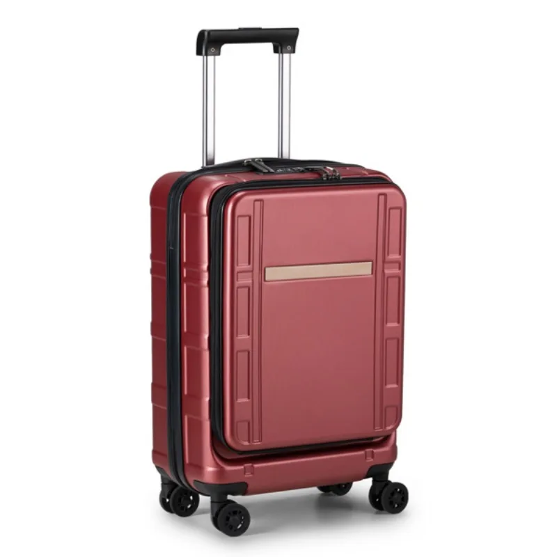 Front Opening 20 Inch Expandable ABS-PC Trolley Case Silent Wheels Inner Iron Outer Aluminum Trolley Rod Classic Color Burgundy