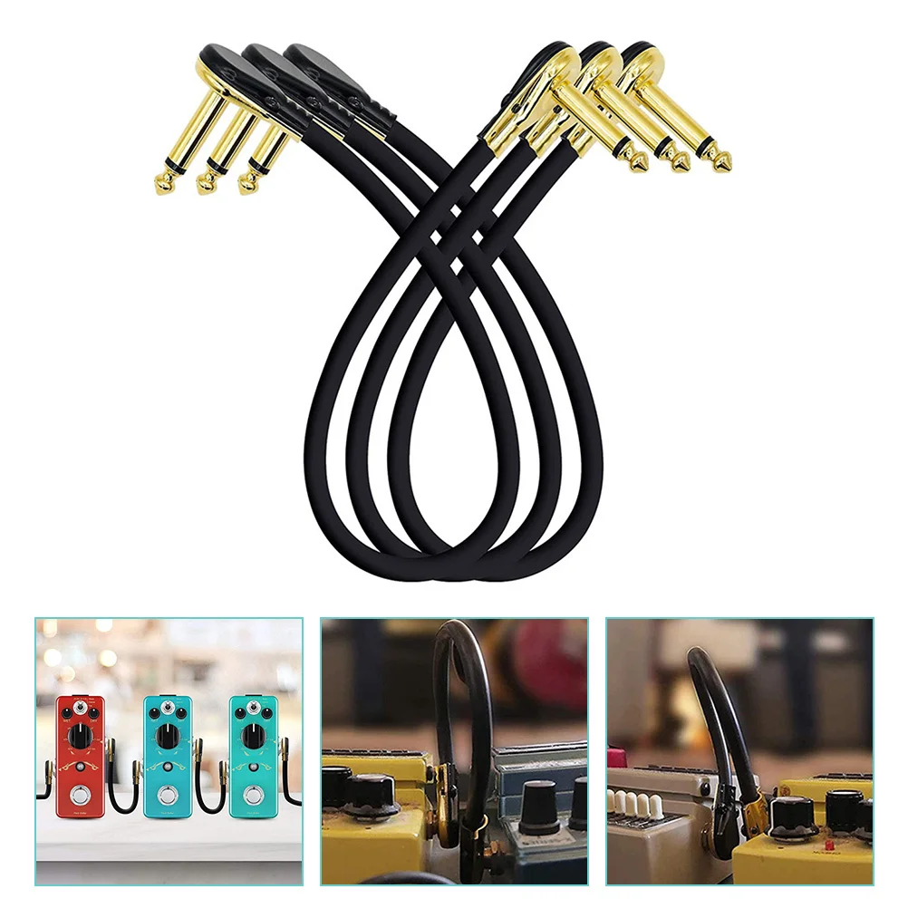 

3Pcs Flat Head Guitar Patch Cables Professional Effect Pedal Cable for Electric Guitar Bass Musical Instrument Accessory