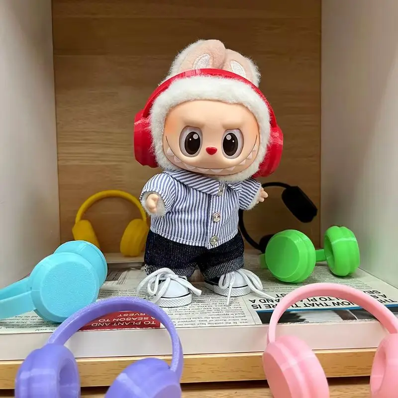 Mini Headphones For Labubu Doll Accessories Decoration Colorful Headphones Diy Doll Ornament Suitable For 15/17cm Dolls Toy Gift