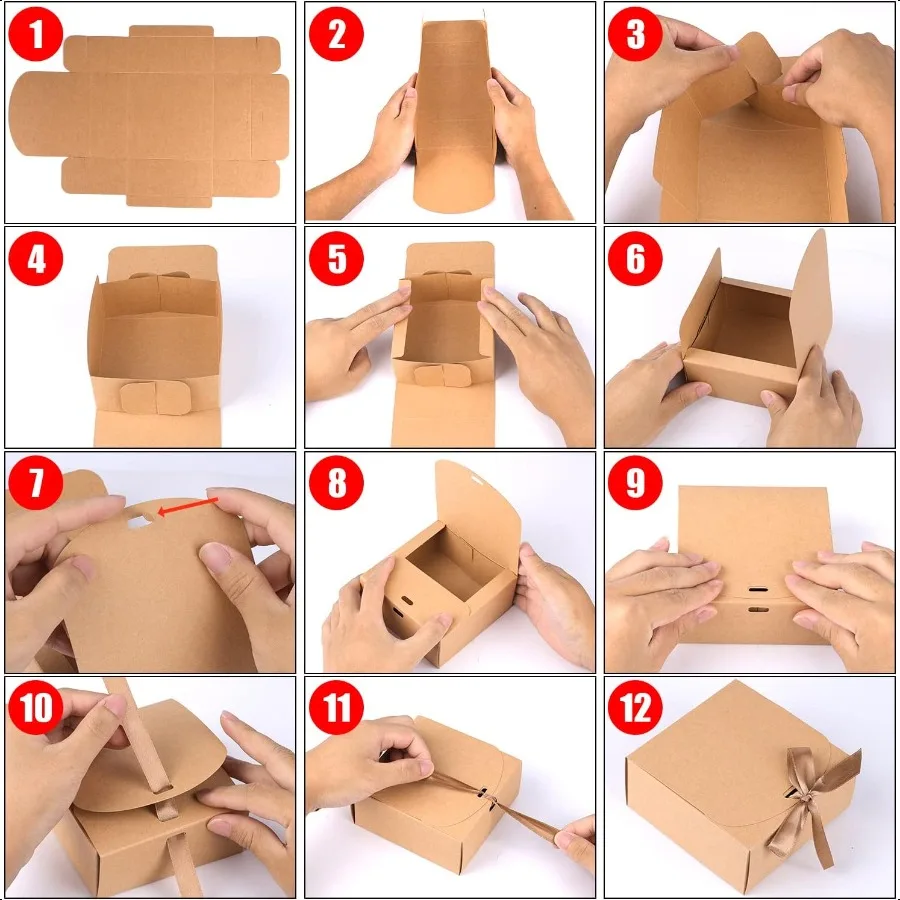 12 قطعة علبة هدايا 4.5x4.5x2 بني