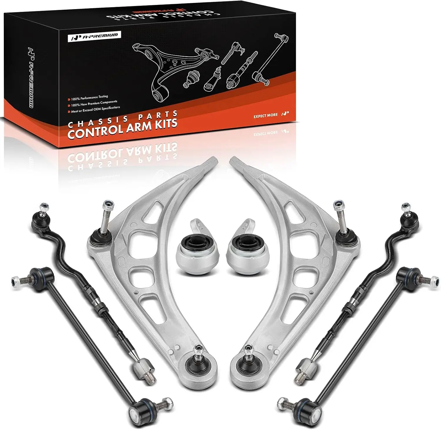 8-Piece Front Suspension Kit Including Lower Control Arm and Sway Bar Link