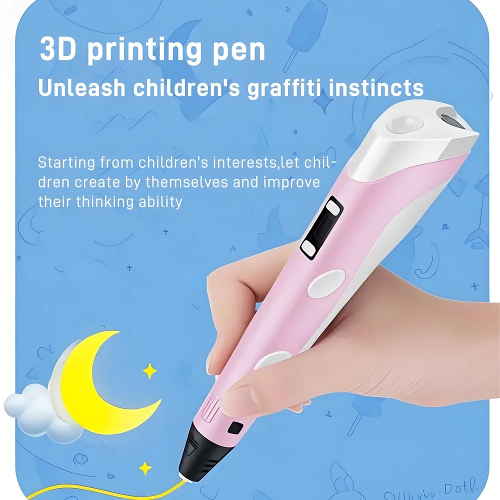 3D Printing Pen Drawing With LCD Screen Compatible Pen PLA Filament Toys Safe Paiting for Children DIY Birthday Gift Kids