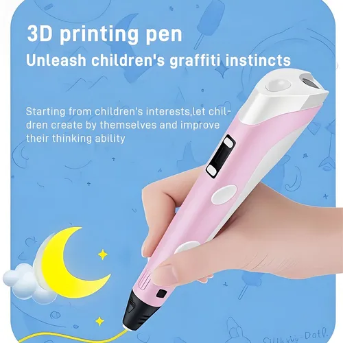Imagen 2 del producto Pluma de impresión 3D para niños, bolígrafo Compatible con pantalla LCD, juguetes de filamento PLA, pintura segura, regalo de cumpleaños DIY