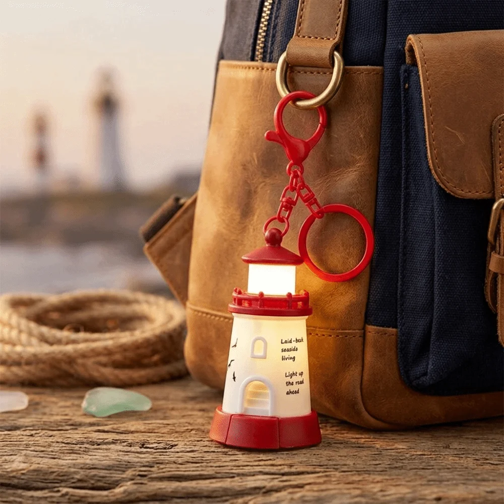 Luminous Lighthouse Keychain Night Light Keychain Mobile phone stand LED Lightup Keychain LED Light Up Mini Hanging Ornament