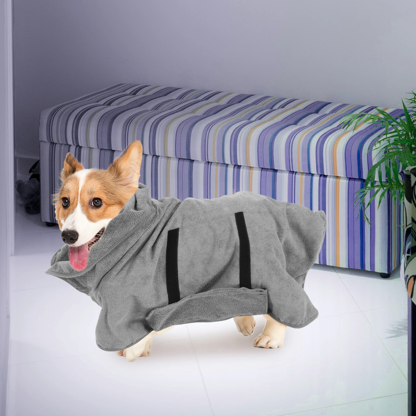 

Pet L Size Lightweight Polyester Drying Coat Absorbent Dog Robe Pet Clothes Towel Robe for Dog Towels For Drying Dogs Dogs