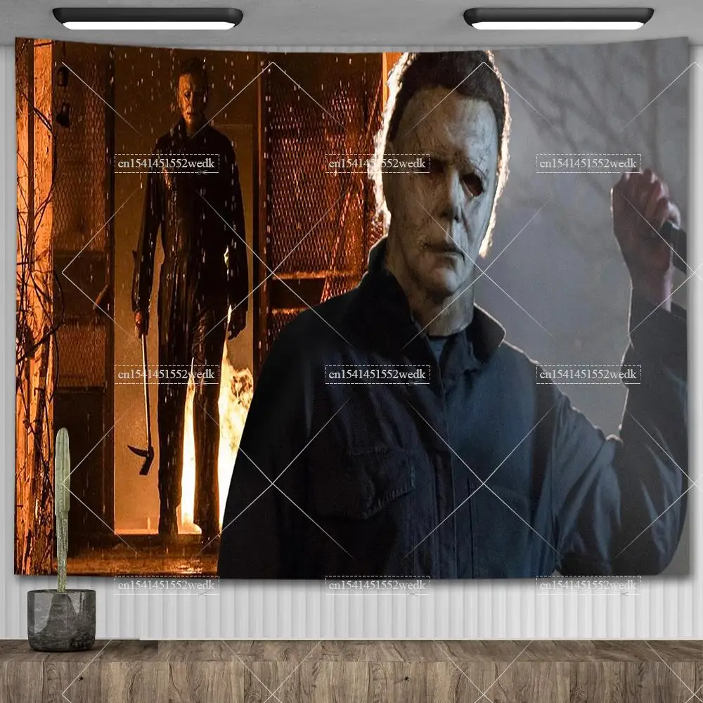 Halloween Michael Myers Tapestry Aesthetic Room Decoration Horror Movie Posters Wallpapers Party Background Cloths For Home