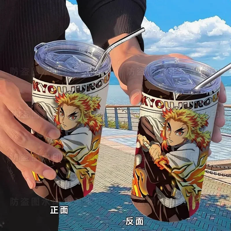 Demon Slaye Giyuu Tomioka Anjuro Anime Character Printed Stainless Steel Insulated Cup Trendy High-Looking Portable Straw Cup