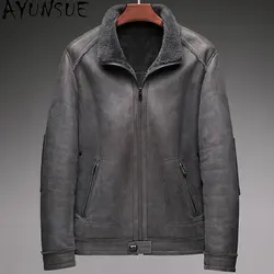 AYUNSUE Natural Real Sheepskin Fur Coat 2024 Winter Jacket Mens Fur Jackets Coats Fashion Genuine Leather Jacket Men Clothing