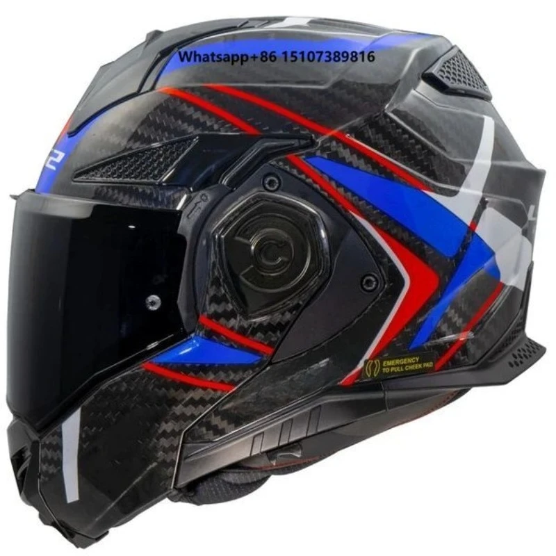 Original LS2 FF901 Solid 6k Carbon Fiber Dual Lens Motorcycle Helmet New Full Face Design Flat Lock for Men ABS Box Packaging