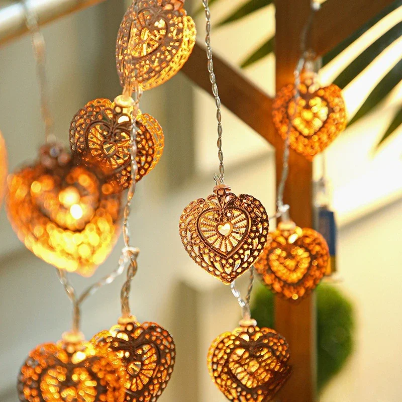 

Vintage Decorative String Lights Love Heart Fairy Light 1.5/3/6M Battery Power LED Lights For Home Room Garden Patio Decoration