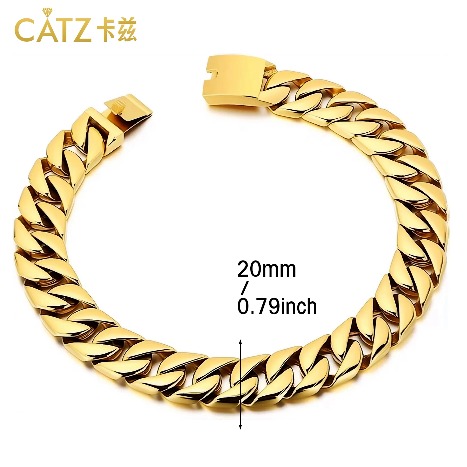 

CATZ Cuban Link Chain Stainless Steel Men,20mm Wide 304 Stainless Steel Necklace,Street Accessories For Men And Women