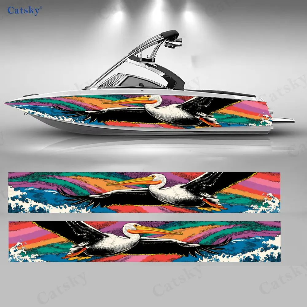

Tropical Orange Pelican Marine Boat Stickers, PVC Waterproof Vinyl Wrap Decals for Fishing Boats, Durable and Stylish Design