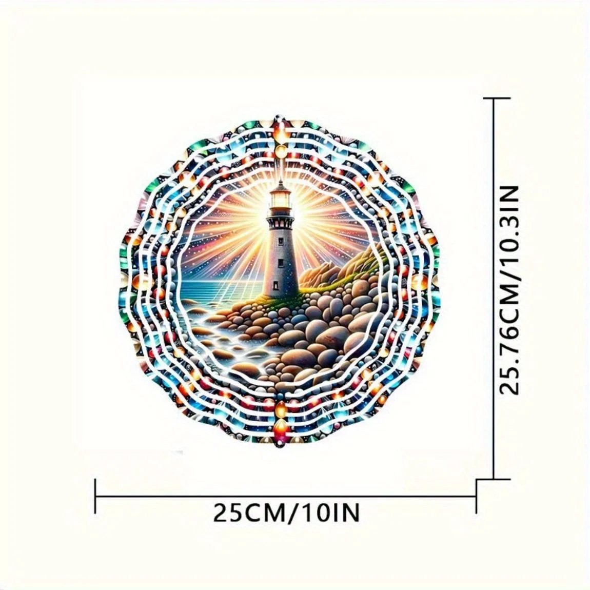 CIFBUY Rotating Wind Chime Metal Outdoor Garden Decor Weather-Resistant Hanging Ornament Colorful Pattern Yard Art