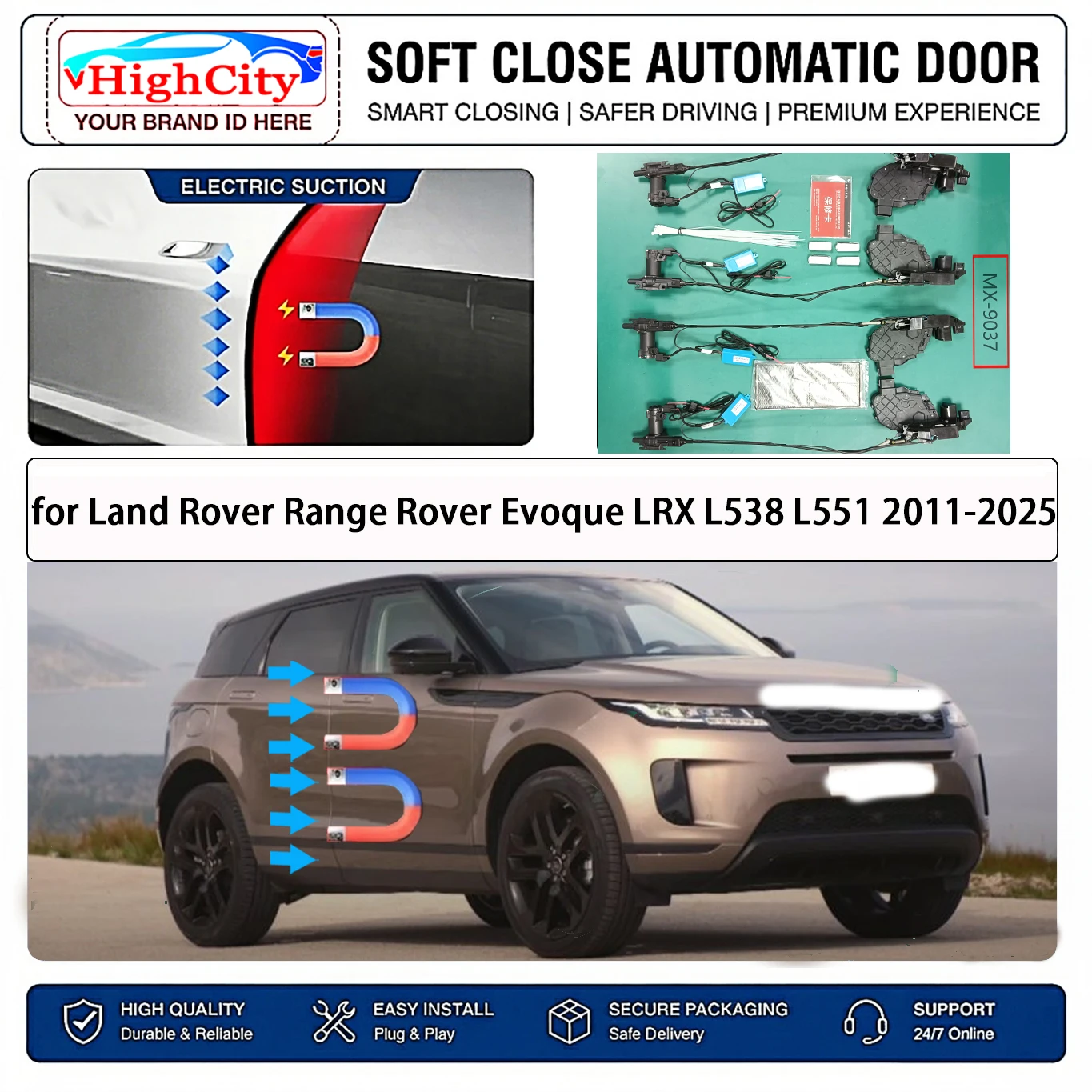 for Land Rover Range Rover Evoque LRX L538 L551 Electric Suction Soft Close Door Kit Smart Anti Pinch Auto Cinch Latch System