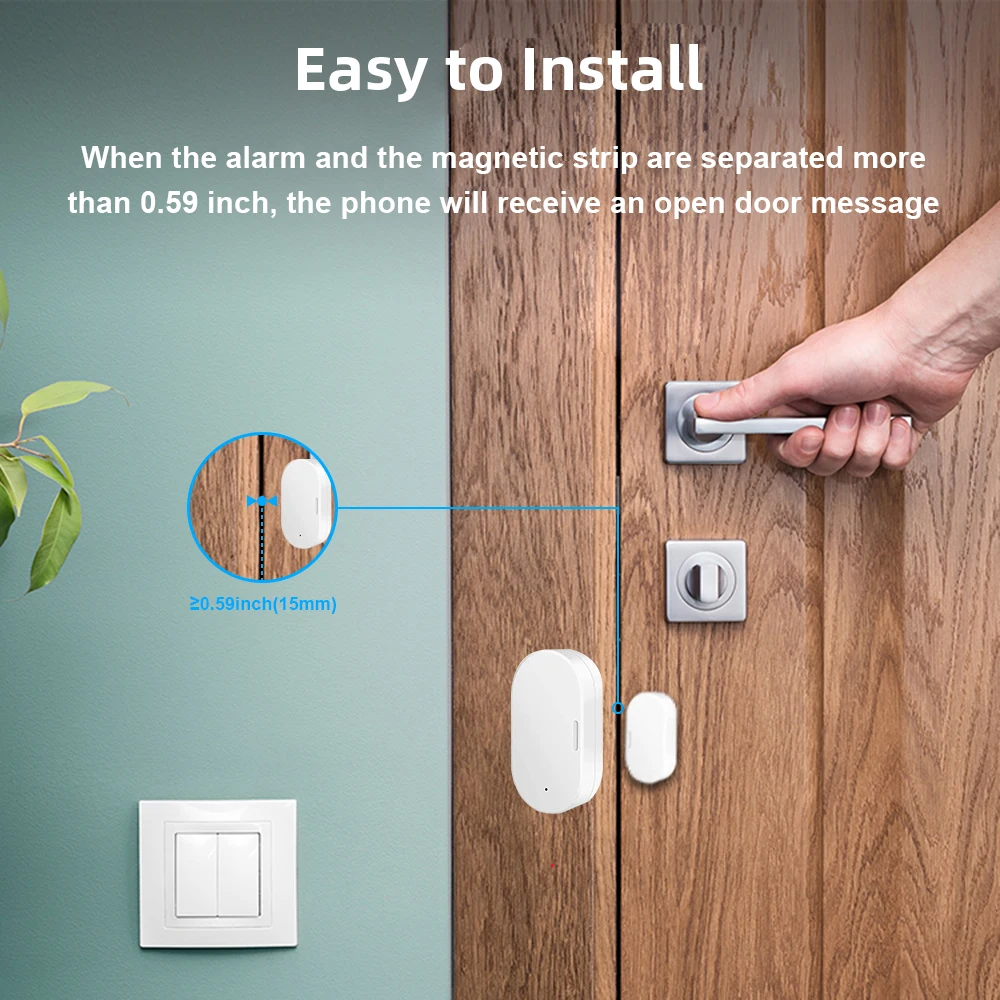 مستشعر باب زيجبي نافذة مغناطيسية لاسلكية كاشف إنذار مغلق مفتوح يعمل مع تطبيق Ewelink Alexa Google Need Gateway #5