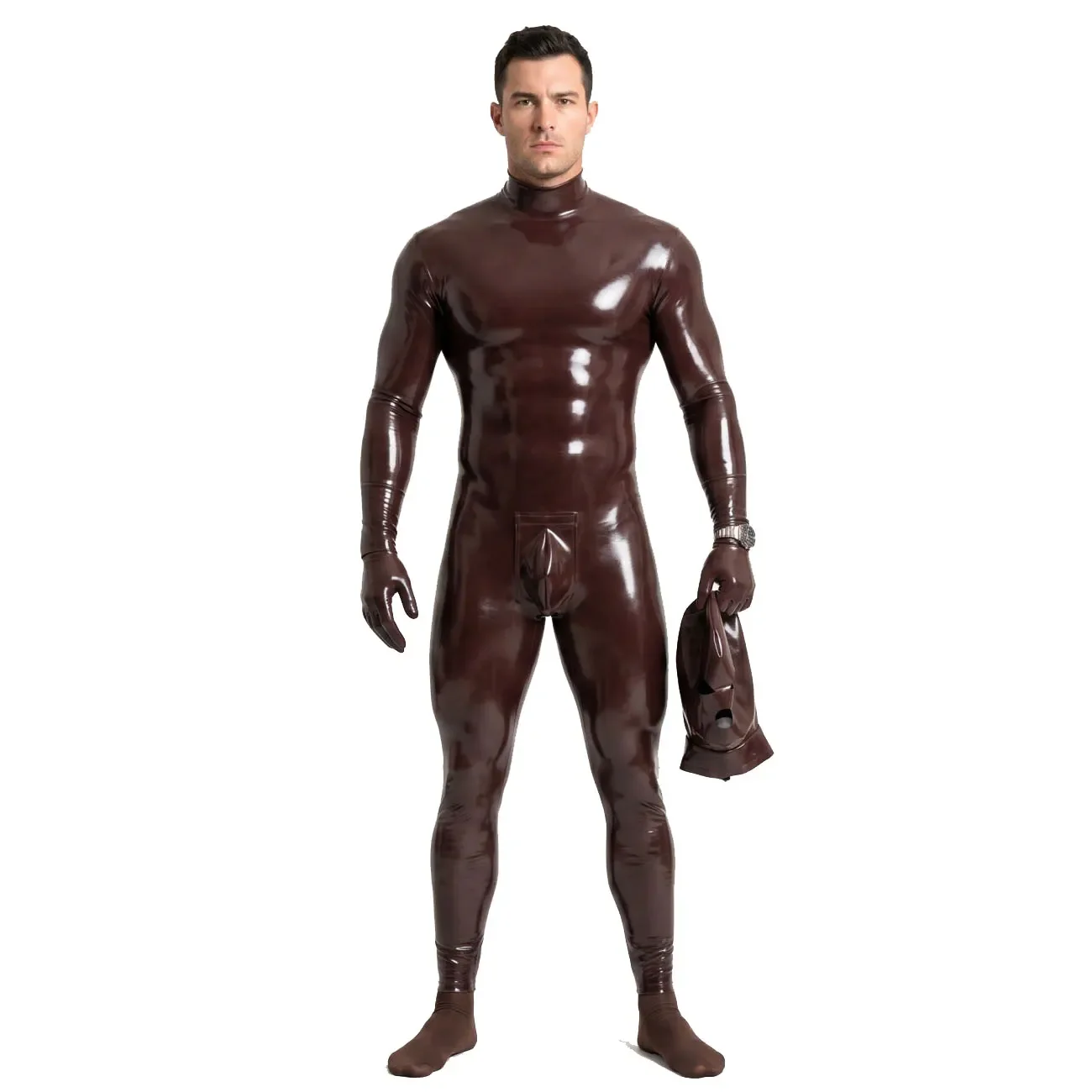 Fashion Men Cosplay Maid Bodysuit PVC Faux Latex Stage Costumes Club Zentai High Elastic Tights Full Body Shaping Dance Wear