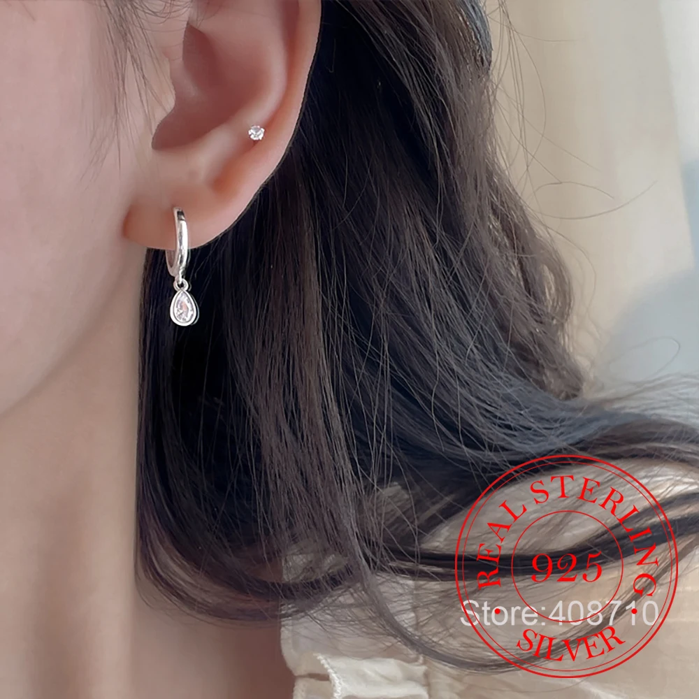 

Женские серьги-кольца из серебра 925 пробы, с фианитами