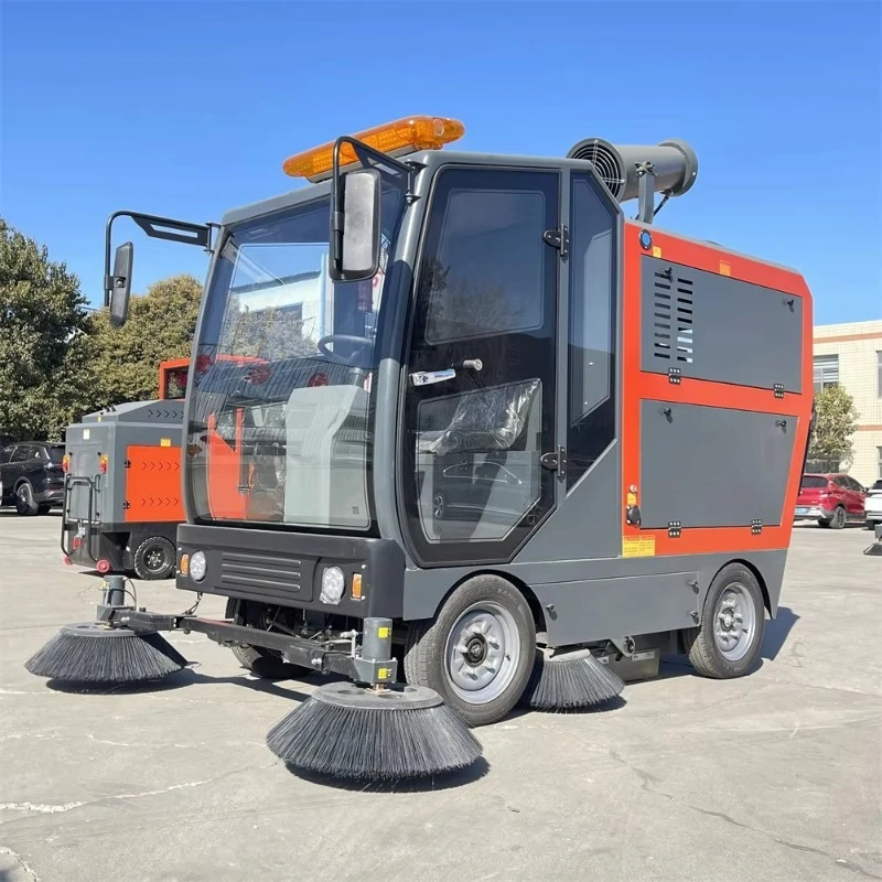 Fully Closed Cab Driving Rechargeable Road Sweeper Complete Cab Protection Dust Suppression Machine For Commercial District