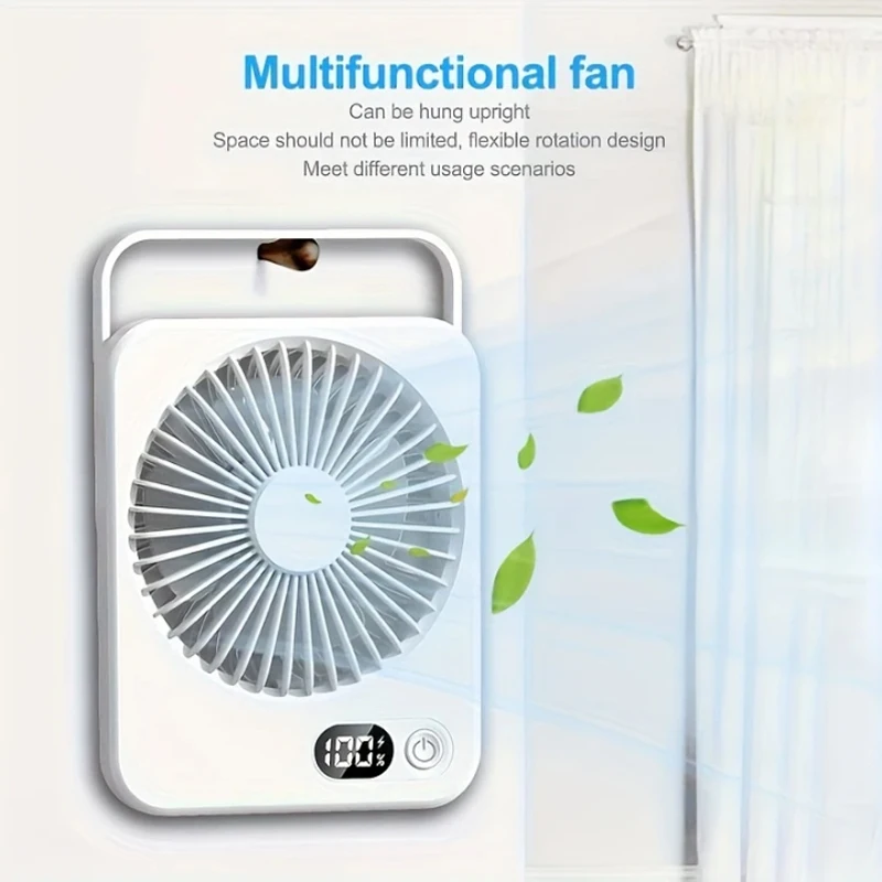 Mini ventilador de escritorio portátil-USB recargable 2025 con pantalla digital 180 °   Ventilador de mano liviano con funcionamiento silencioso y ajustable