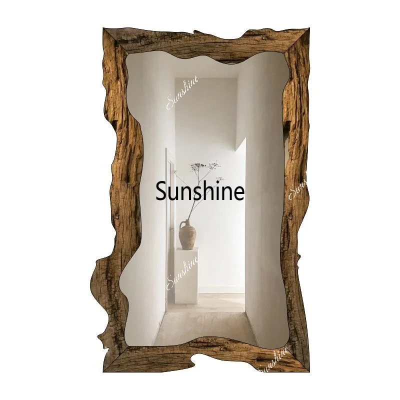 Customized Modern Retro Full-Length Dressing Mirror with Stylish Wood Frame Free-Standing Decorative Body Mirror