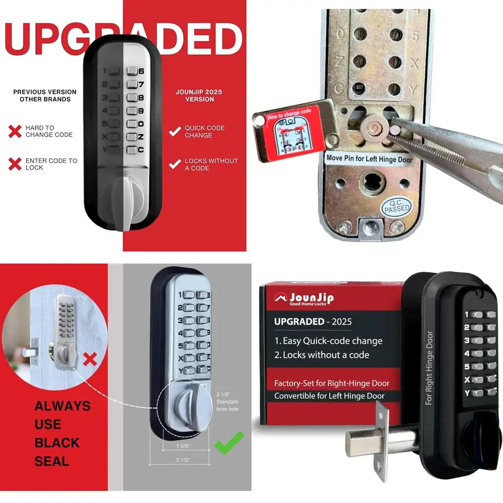 

Matte Black Mechanical Deadbolt with Thumb Turn - Keyless Entry Door Lock - No Code Needed for Locking