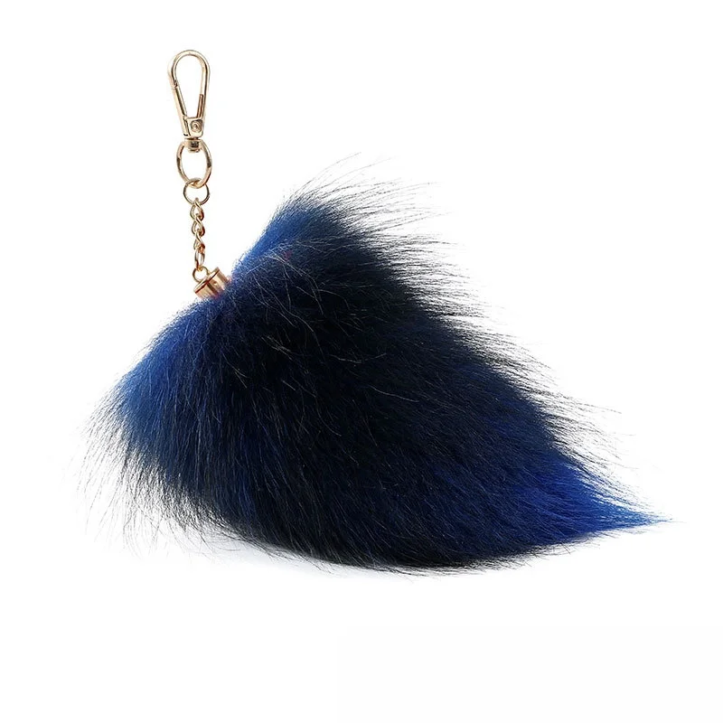 12CM Plush Fox Tail Keychain Furry Racoon Tail Keyring Keychain  Animal Tail Key-Pendant Pompoms Keyring Holder Bag-Decor