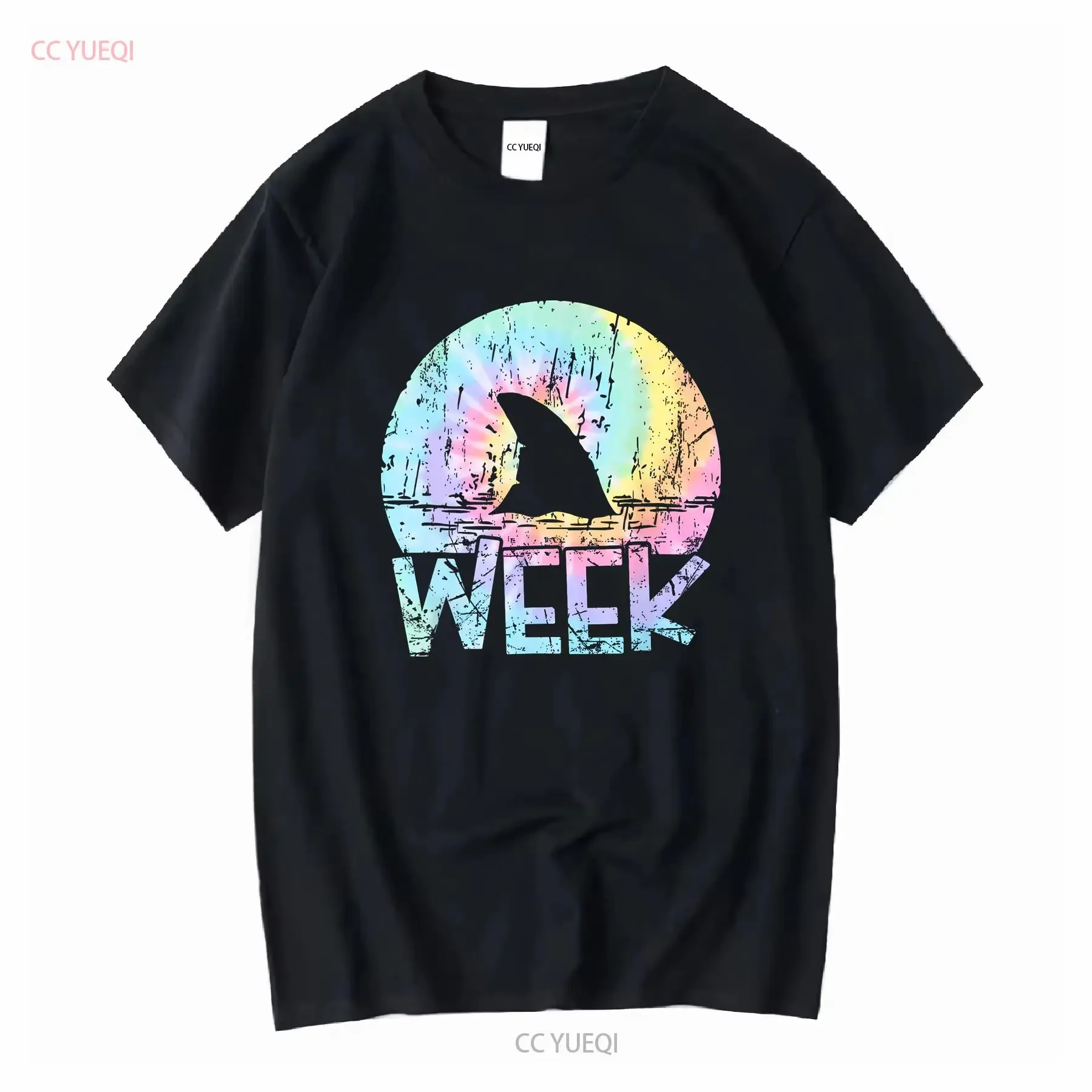 Retro Shark Fin Week 2023 Lover Ocean Wildlife Tie Dye T Shirt vintage Washed Stretched Breathable Versatile homme Unisex