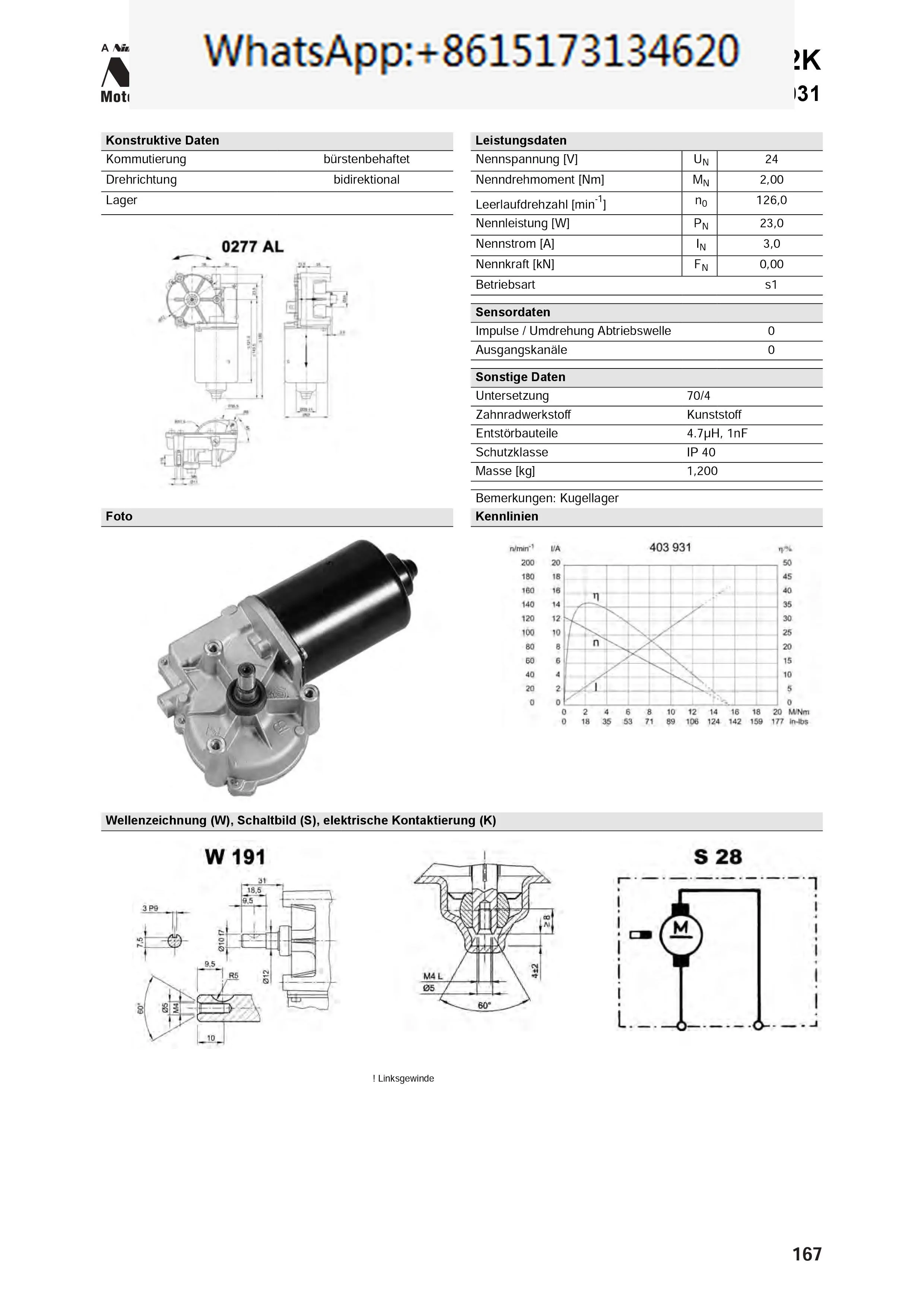 Nidec 403.931 Valeo Motor 24VDC 404.233