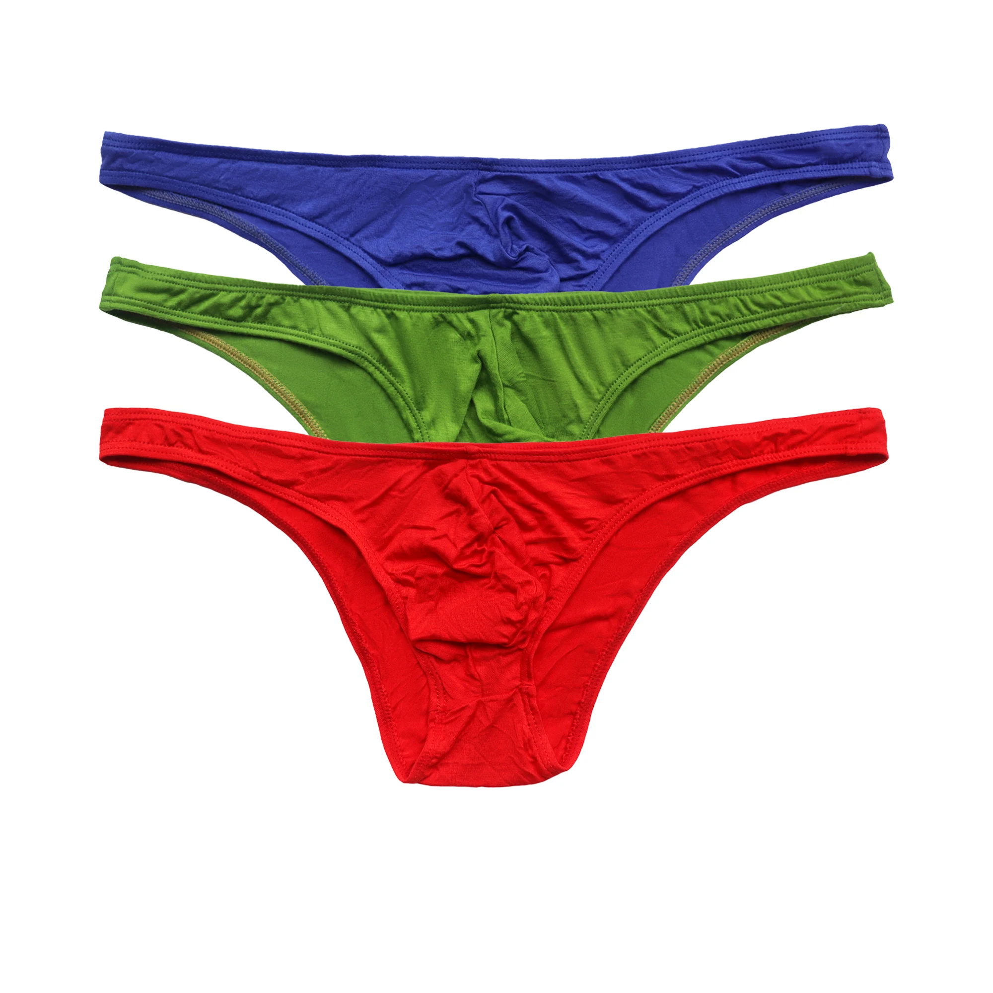 3-قطعة بلون الملابس الداخلية مجموعة الرجال مريحة ملابس داخلية جيدة التهوية ثونغ على شكل حرف U نفخ حقيبة مثير مثلث الملابس الداخلية