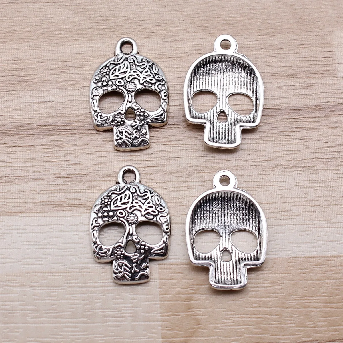 IFOCUS 10pcs/Lot Skull Charms For DIY Jewelry Making Zinc Alloy 24x16mm/0.94x0.63inch