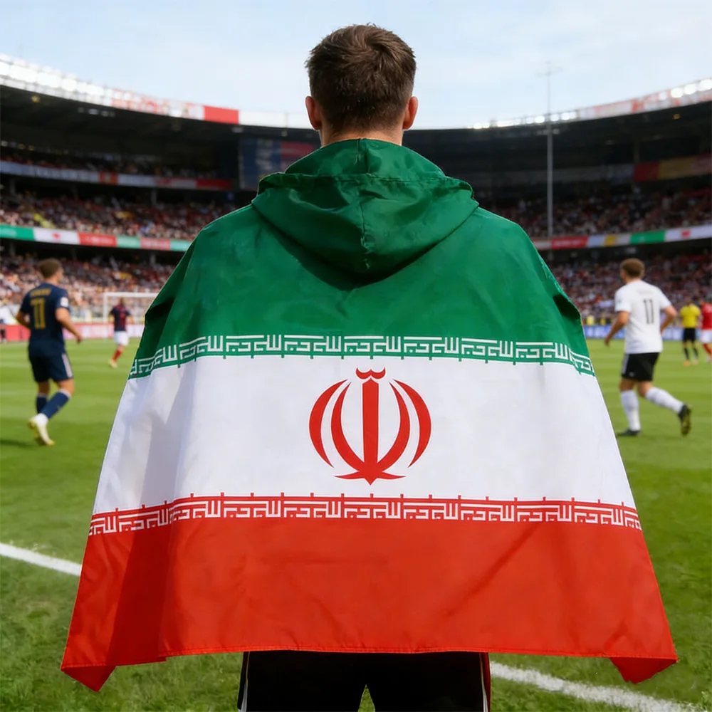 Iran BODY Flag 3X5Ft - Iran CAPE FAN Flags 90 X 150 Cm - Banner 3x5 Ft, Patriotic Cheering Banner for Sports Fans