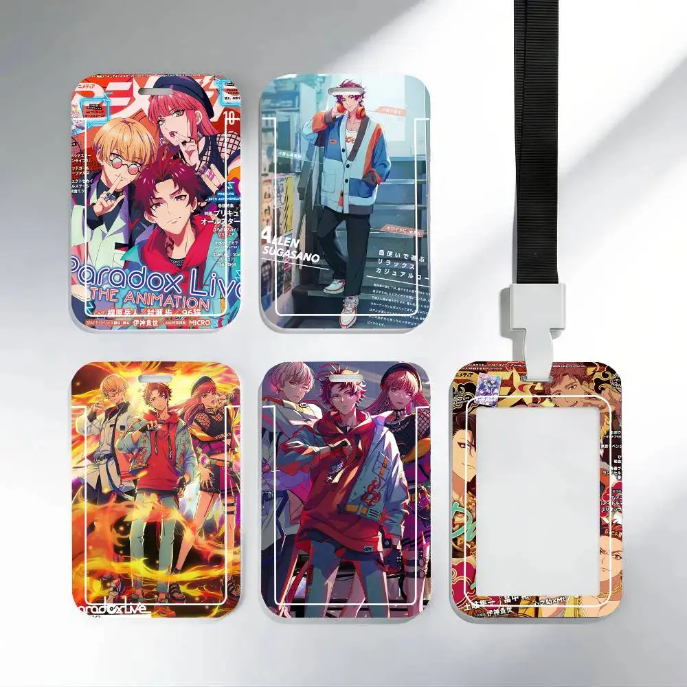 Anime Paradox Live THE ANIMATION Black Lanyard Card Holders Student Meal Cards And Campus Ids School